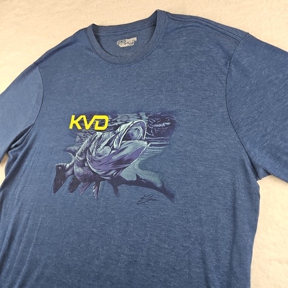 Huk Performance Fishing Large Mouth Bass KVD‎ Kevin Van Dam Moisture Wicking XL - Picture 1 of 8